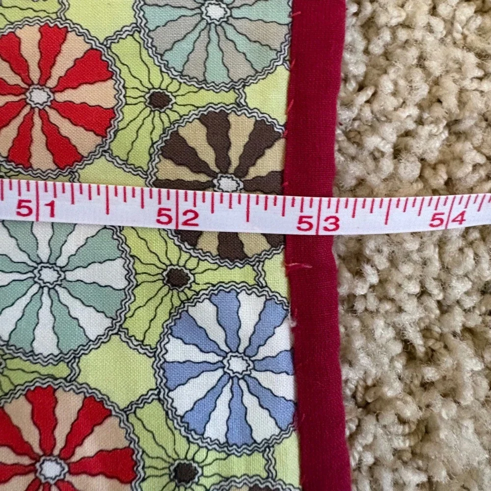 Handmade Patchwork Quilt Multi Pattern Geometric‎ Floral Red Blue Green 53x39